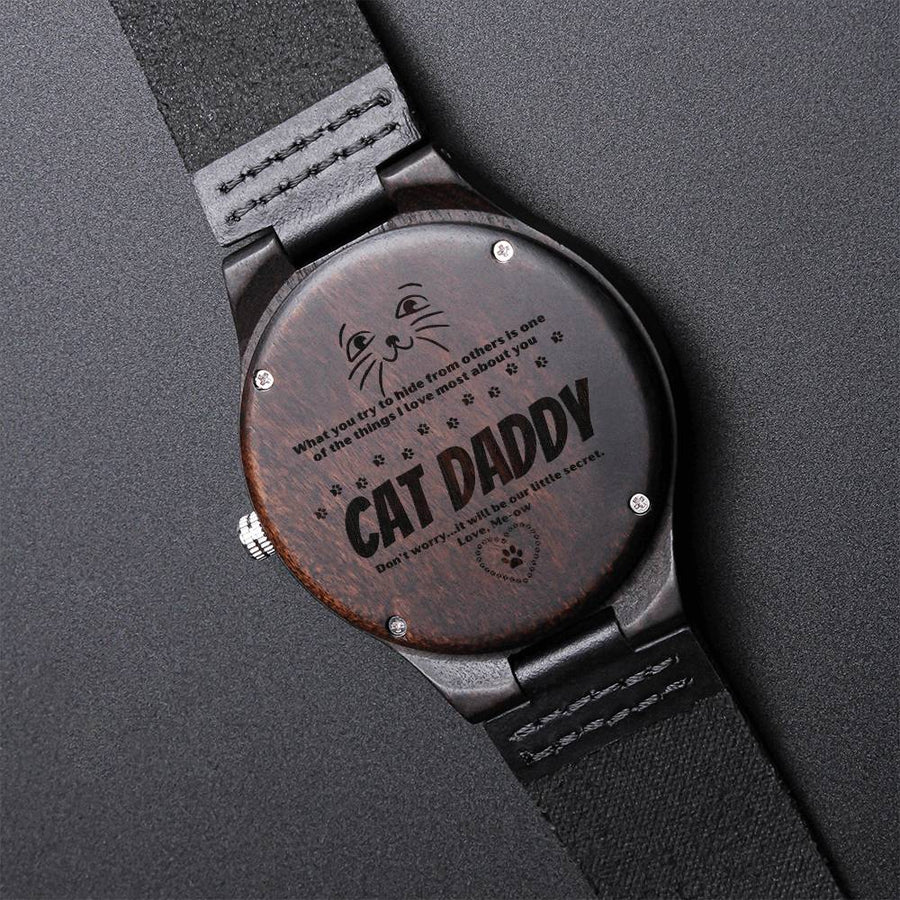 To My Dad Watch - Christmas Gift For Cat Lover Man Men's Engraved Watch Chronograph Watch Gift For Him Anniversary Gif Engraved Wooden Watch