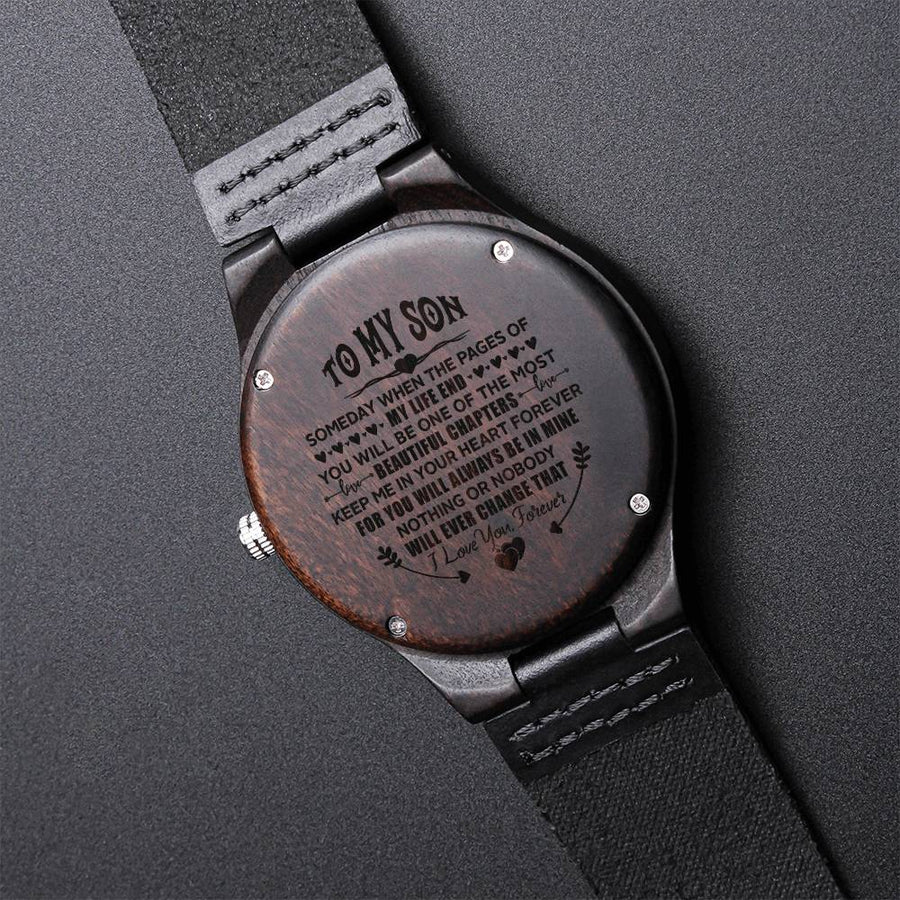 Beautiful Chapter - Son Wooden Watch Birthday Gift For Son From Mom And Dad - Most Beautiful Chapters Engraved Watch S Engraved Wooden Watch