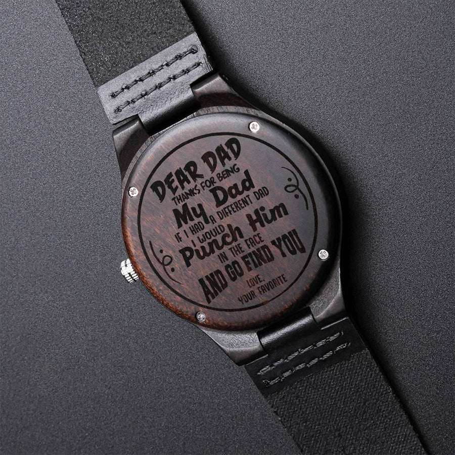 Dear Dad Watch Engraved Wooden Watch