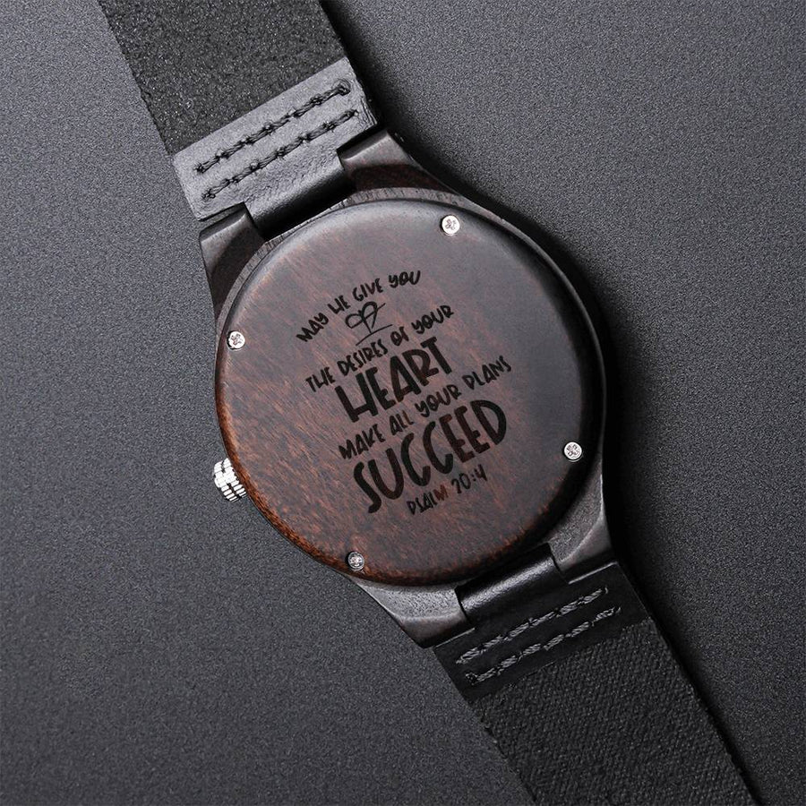 Graduation Gift For Son The Desires Of Your Heart Make Al Your Plans Succeed Engraved Wooden Watch