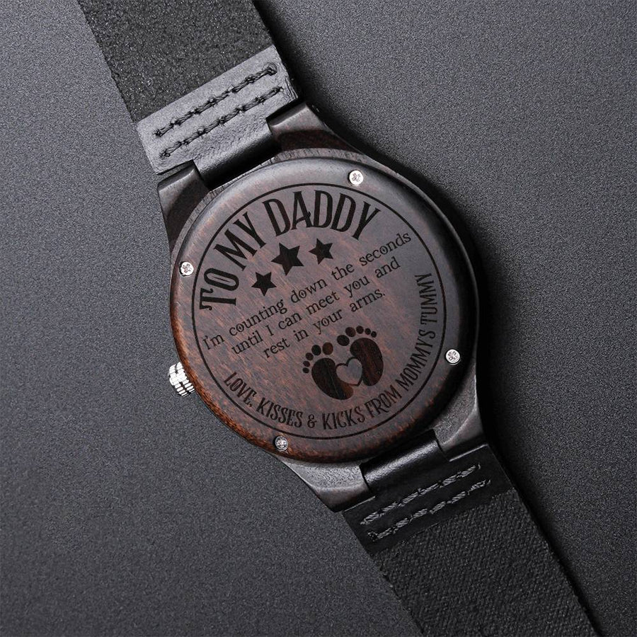Gift For Dad On Fathers Day Daddy Watch New Daddy Gift Daddy To Be Gift From A Bump Gift To My Daddy From A Bump Engraved Wooden Watch