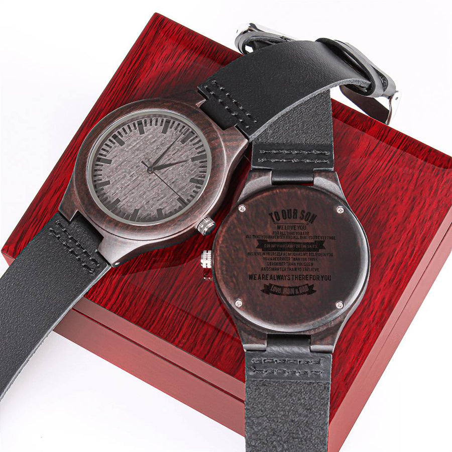 Gift For Son From Parents We're Always There For You Engraved Wooden Watch