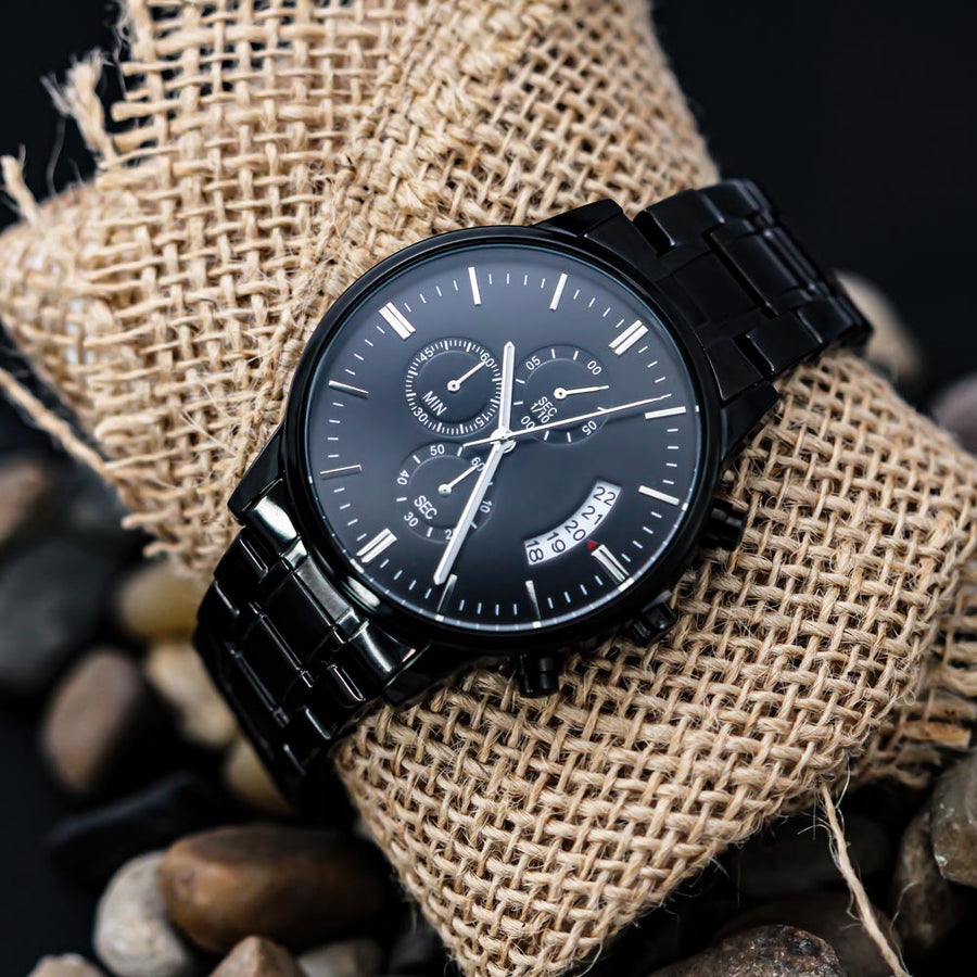 Gift for Husband From Wife-Engraved Black Watch
