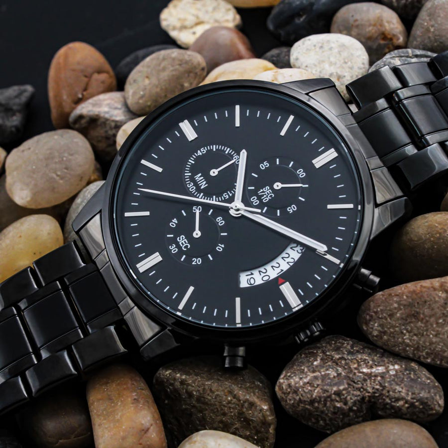 Gift for Husband From Wife-Engraved Black Watch