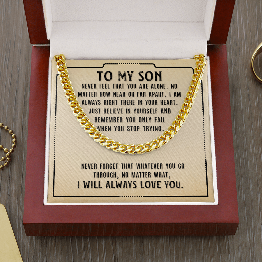 To My Son - Never Feel You Are Alone, Gift To Son From Mom, Dad, Son Birthday Gift Necklace