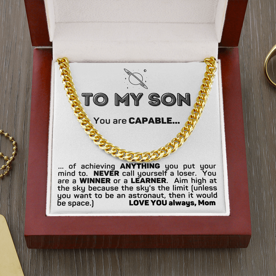To My Son Cuban Chain Link Necklace Gift from Mom Cuban Link Chain