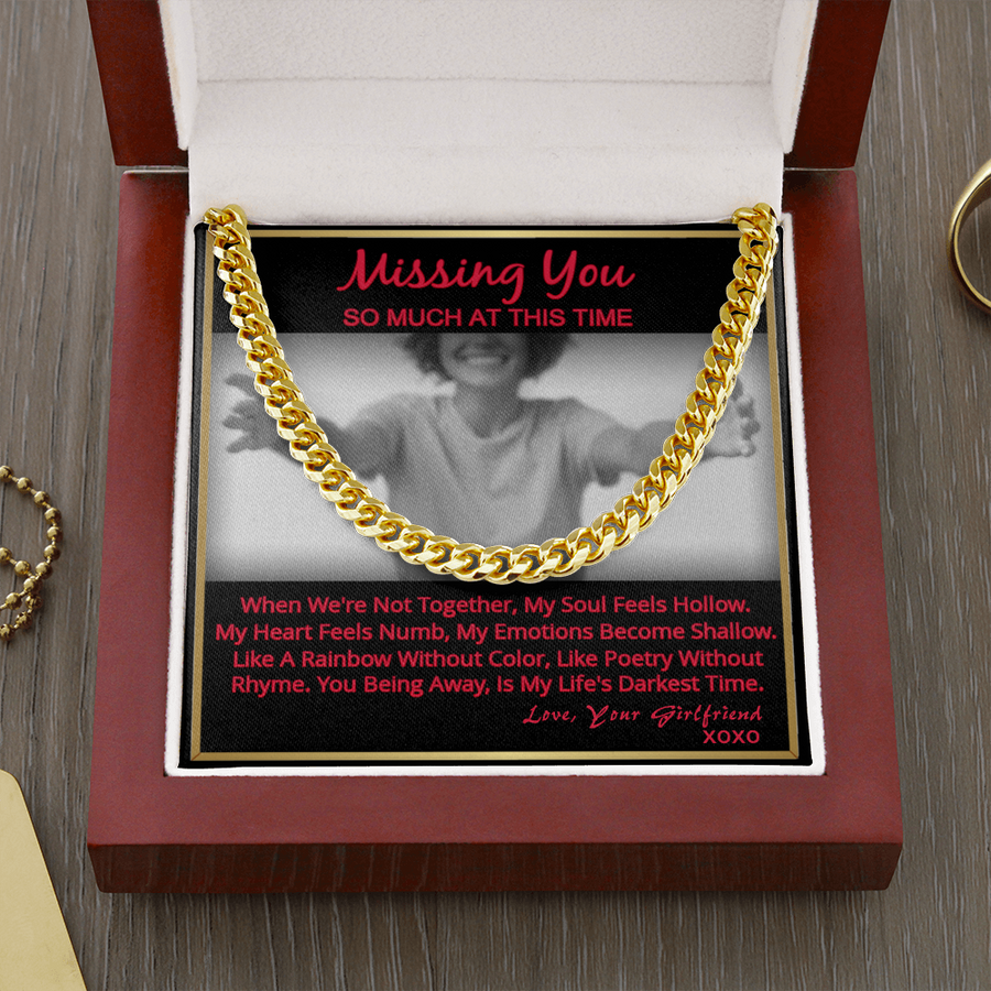 Long Distance Relationship Gift For Boyfriend Missing You, Cuban Link Necklace From Girlfriend Cuban Link Chain
