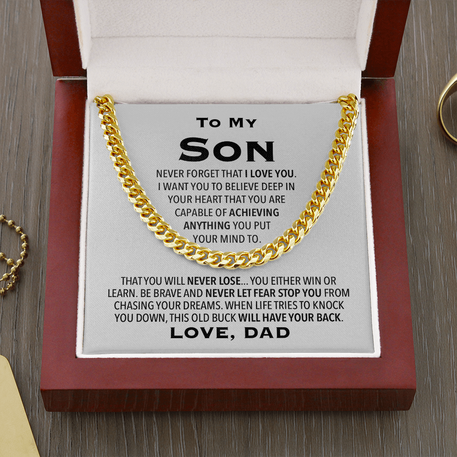 To My Son Gift From Dad, Cuban Link Chain Necklace For Son, Son Birthday, Christmas Gift For Son