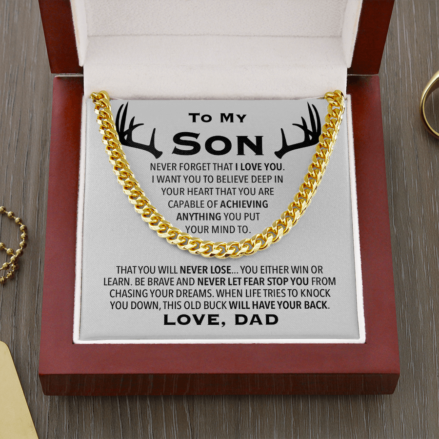 To My Son Link Chain Necklace Cuban Link Chain