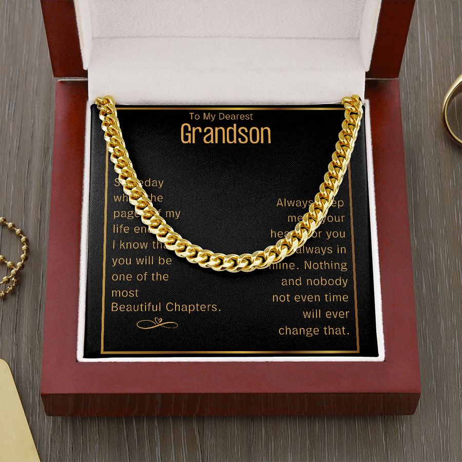 Grandson Cuban Chain Jewelry, Necklace For Grandson, Keepsake Gifts For Grandsons, Personalized Gifts For Grandson Christmas Gift