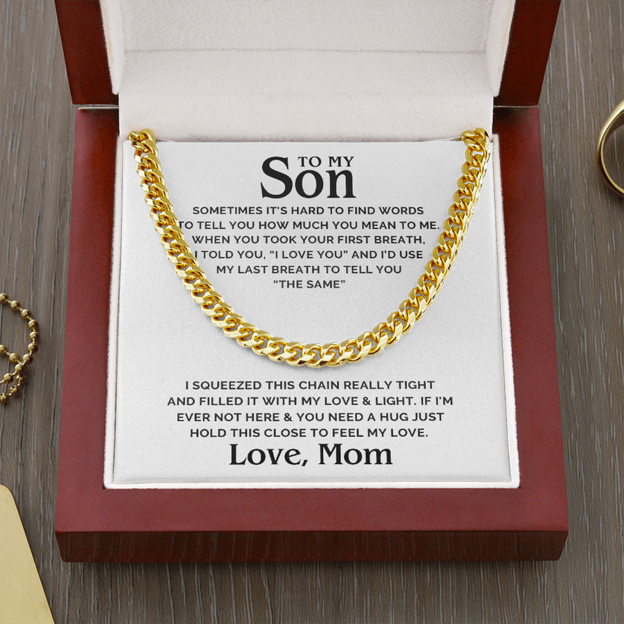To My Son Necklace - Cuban Link Chain Necklace, Gift For Son From Mom, Son Birthday Gift, Christmas Gift For Son