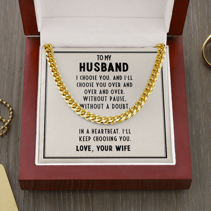 To My Husband Cuban Link Chain Necklace, The Perfect Gift For Your Man