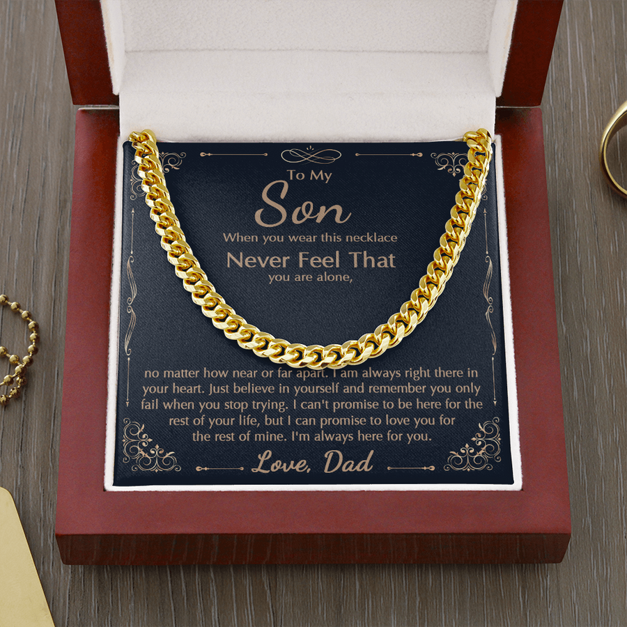 To My Son Necklace, Cuban Link Chain Necklace For Son From Dad, Christmas Gift, Son Birthday Gift