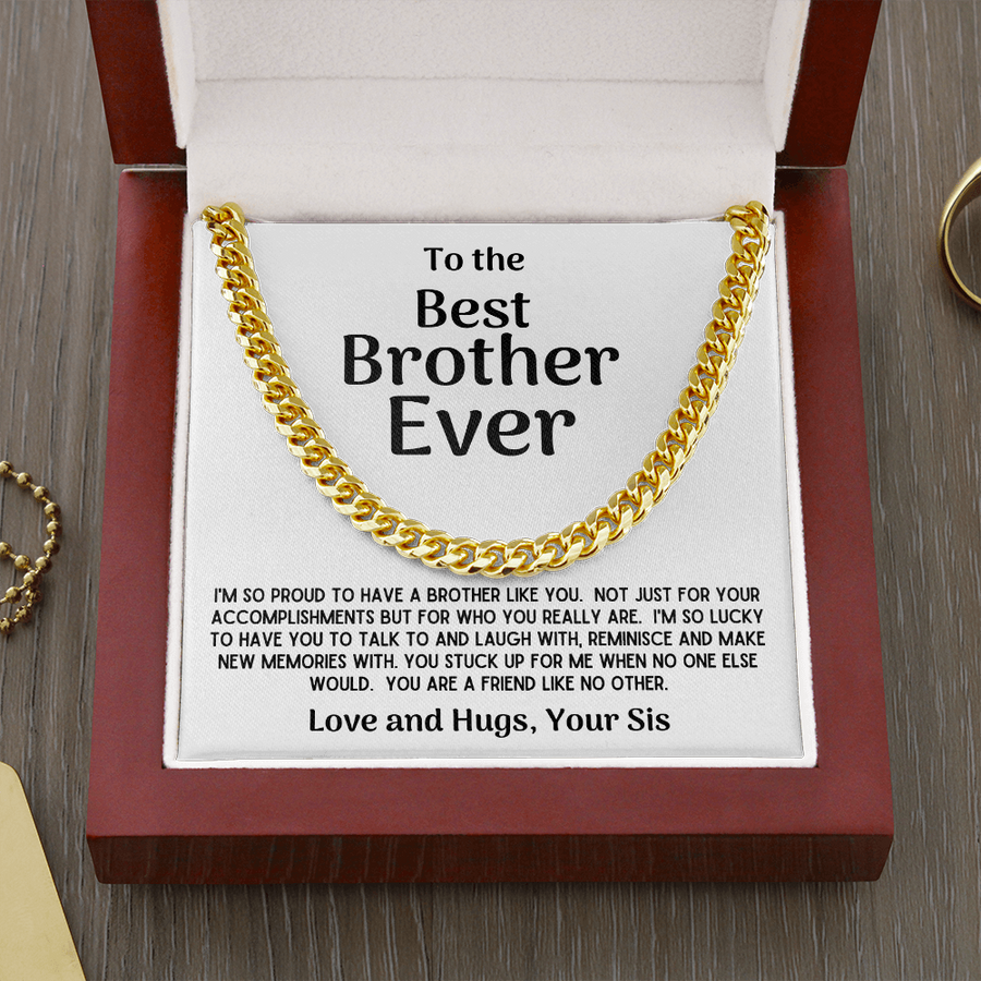 Best Brother Ever Cuban Chain Necklace Gift from Sis Cuban Link Chain