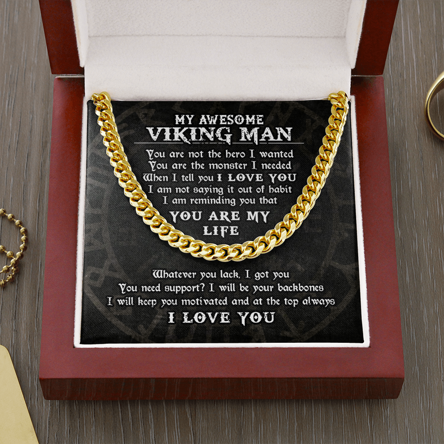 To My Awesome Viking Man Necklace, Viking Necklace For Men, Gift For Husband, Boyfriend