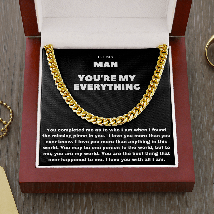 Romantic Cuban Chain for Boyfriend, Meaningful Gift for him, Deployed Boyfriend, Cute. Unique Boyfriend Cuban Link Chain