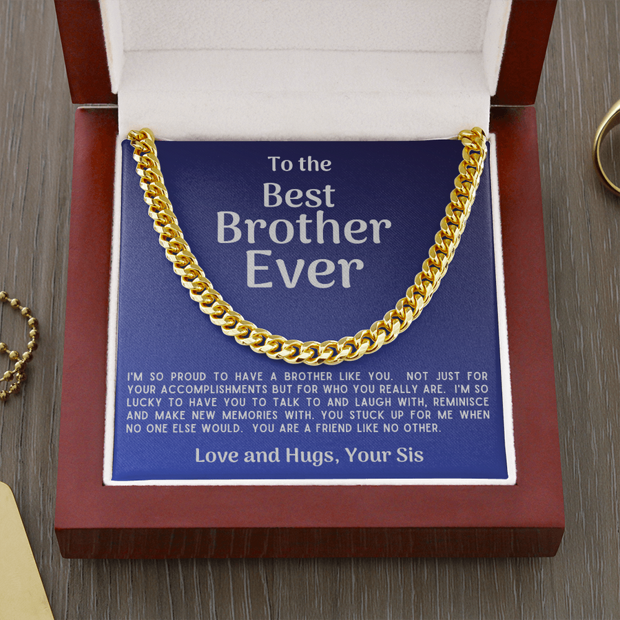 Best Brother Ever Cuban Link Necklace Gift from Sister Cuban Link Chain