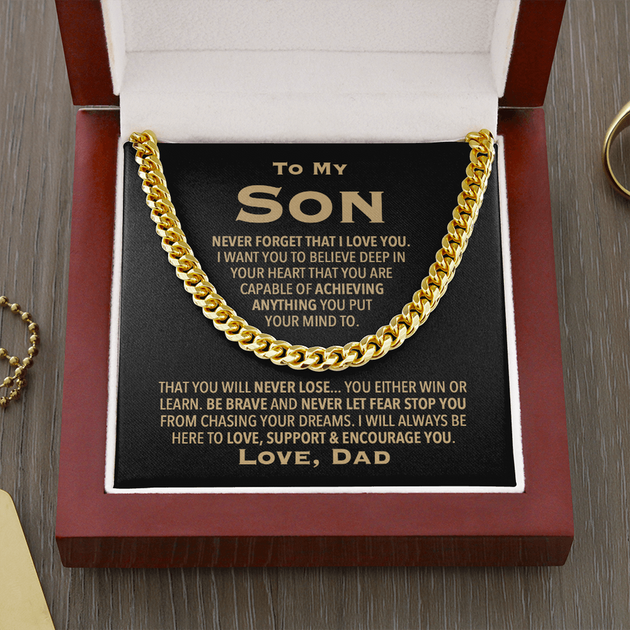 To My Son Necklace, Cuban Link Chain Necklace For Son, Gift For Son From Dad, Son Necklace