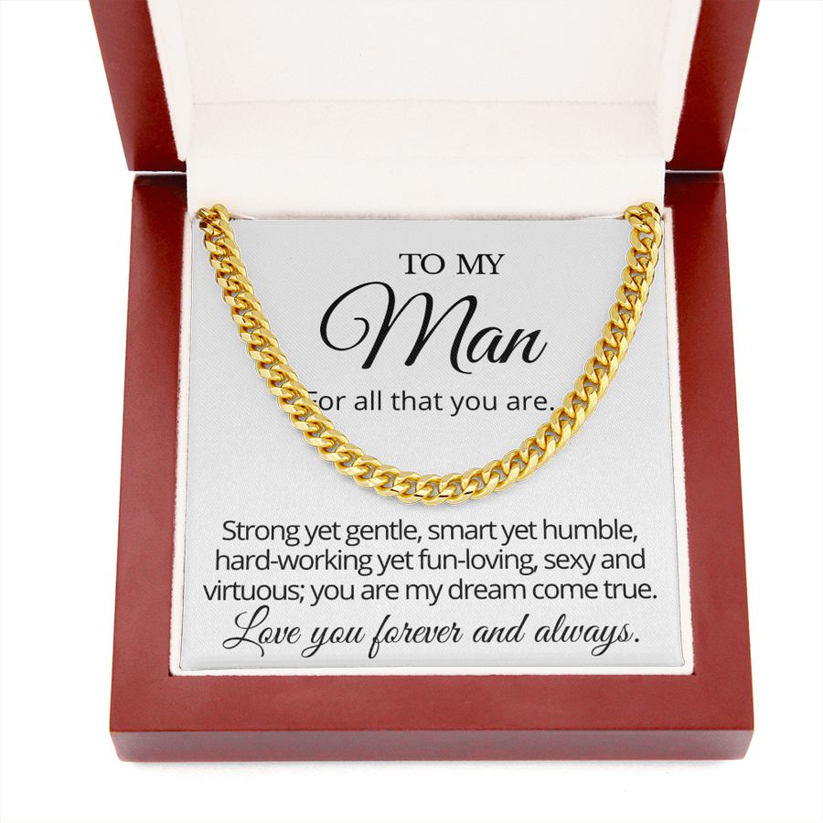 To My Man Cuban Chain Necklace Gift from Wife Cuban Link Chain