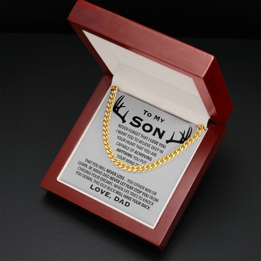 To My Son Link Chain Necklace Cuban Link Chain