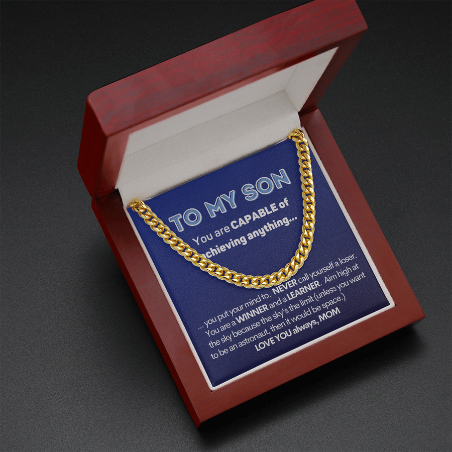 To My Son Cuban Chain Necklace Gift from Mom Cuban Link Chain