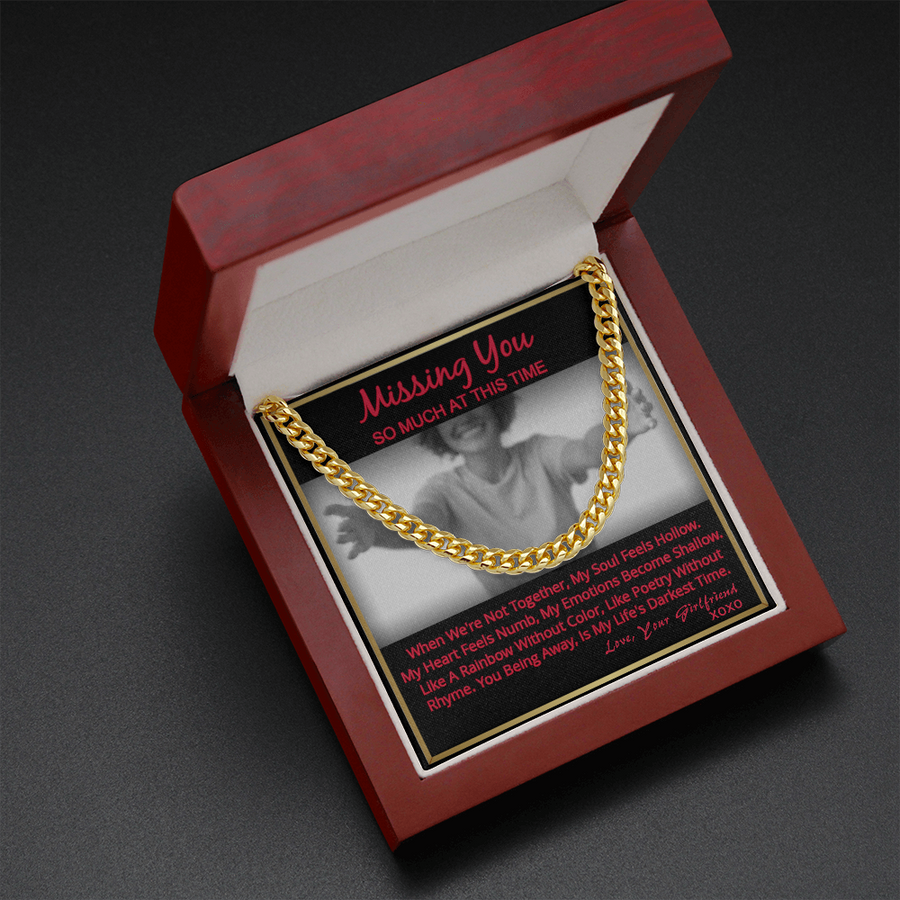 Long Distance Relationship Gift For Boyfriend Missing You, Cuban Link Necklace From Girlfriend Cuban Link Chain