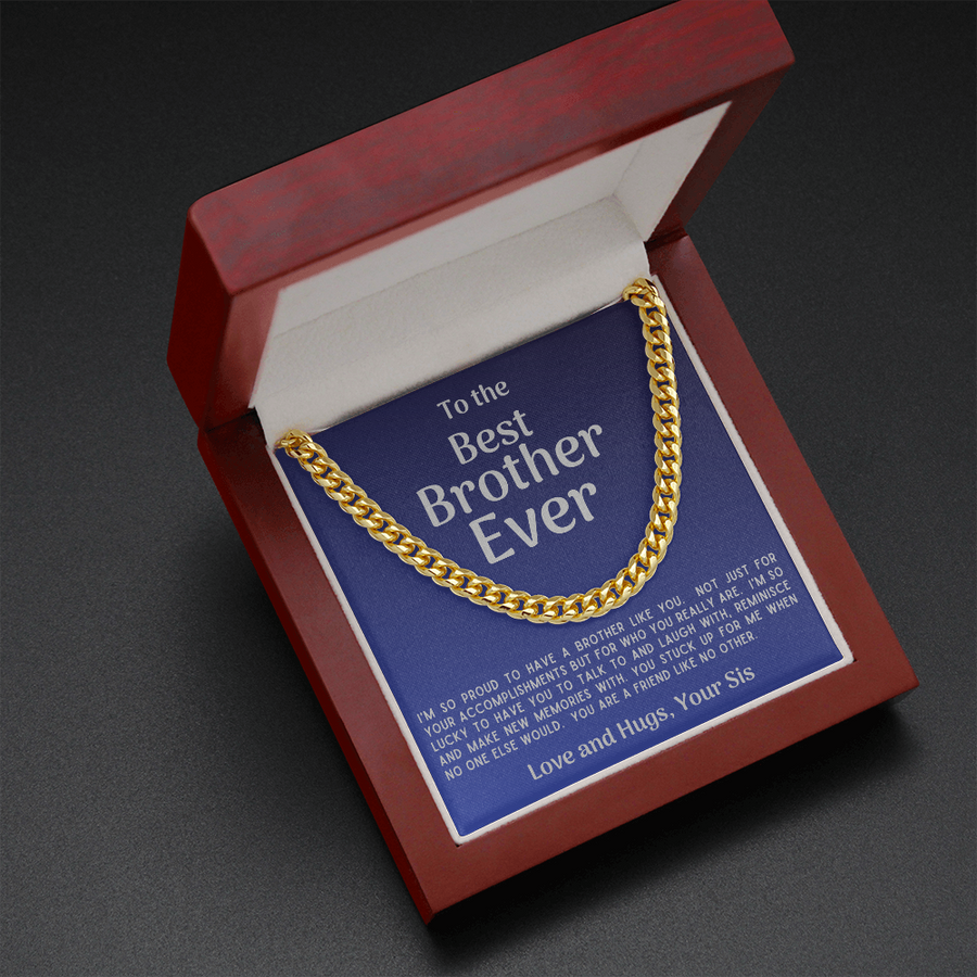 Best Brother Ever Cuban Link Necklace Gift from Sister Cuban Link Chain
