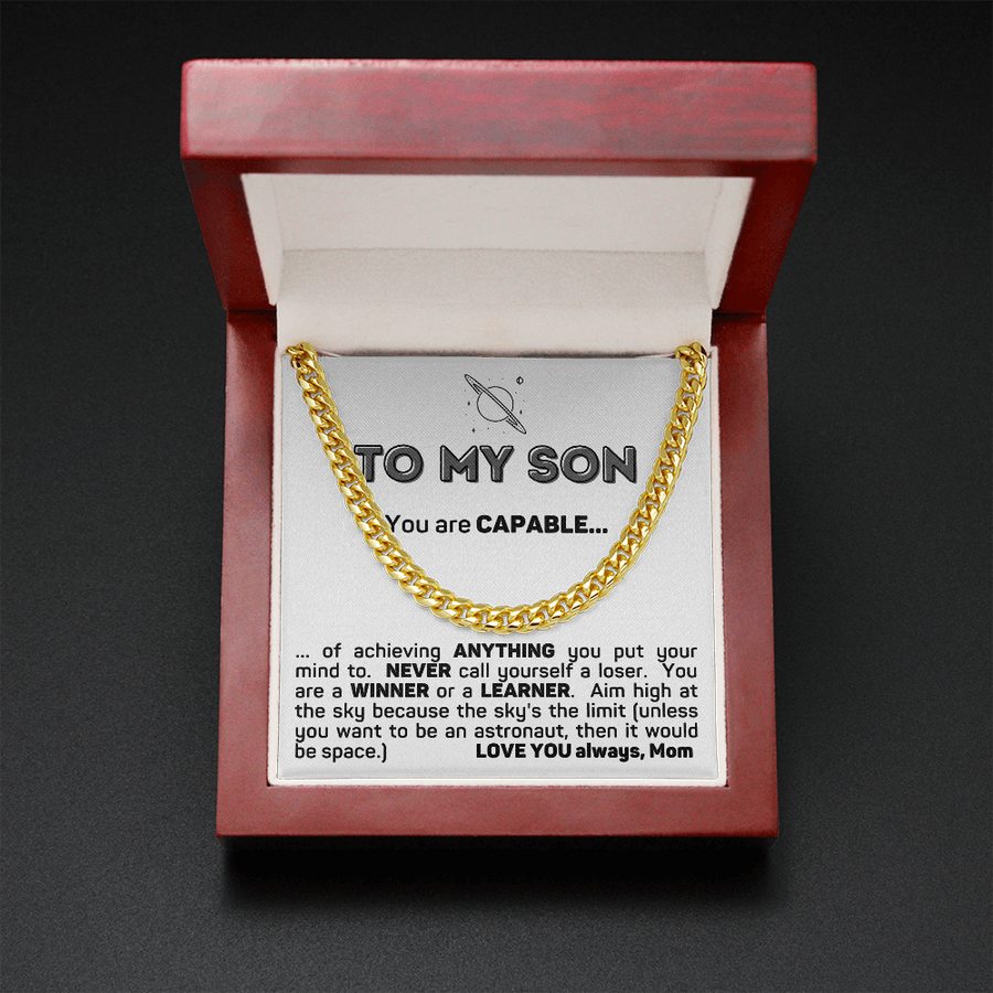 To My Son Cuban Chain Link Necklace Gift from Mom Cuban Link Chain