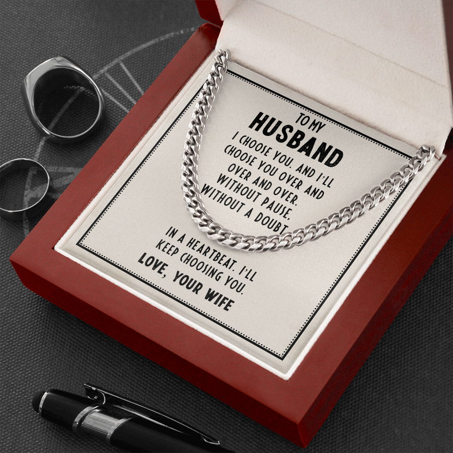To My Husband Cuban Link Chain Necklace, The Perfect Gift For Your Man