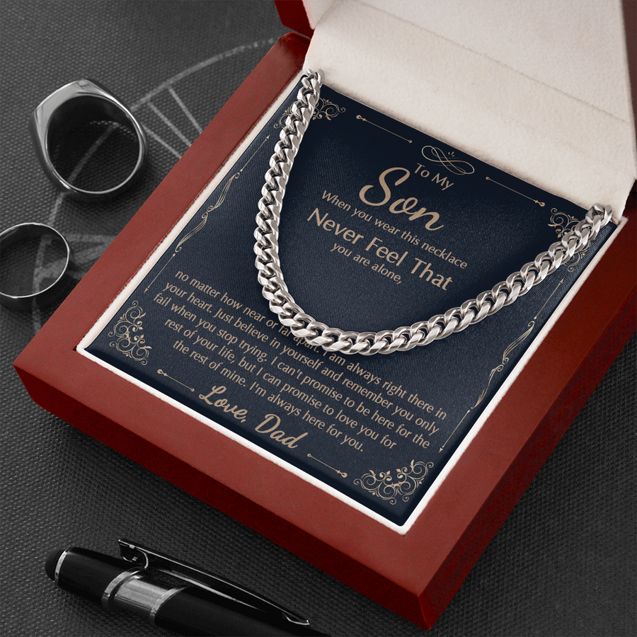 To My Son Necklace, Cuban Link Chain Necklace For Son From Dad, Christmas Gift, Son Birthday Gift