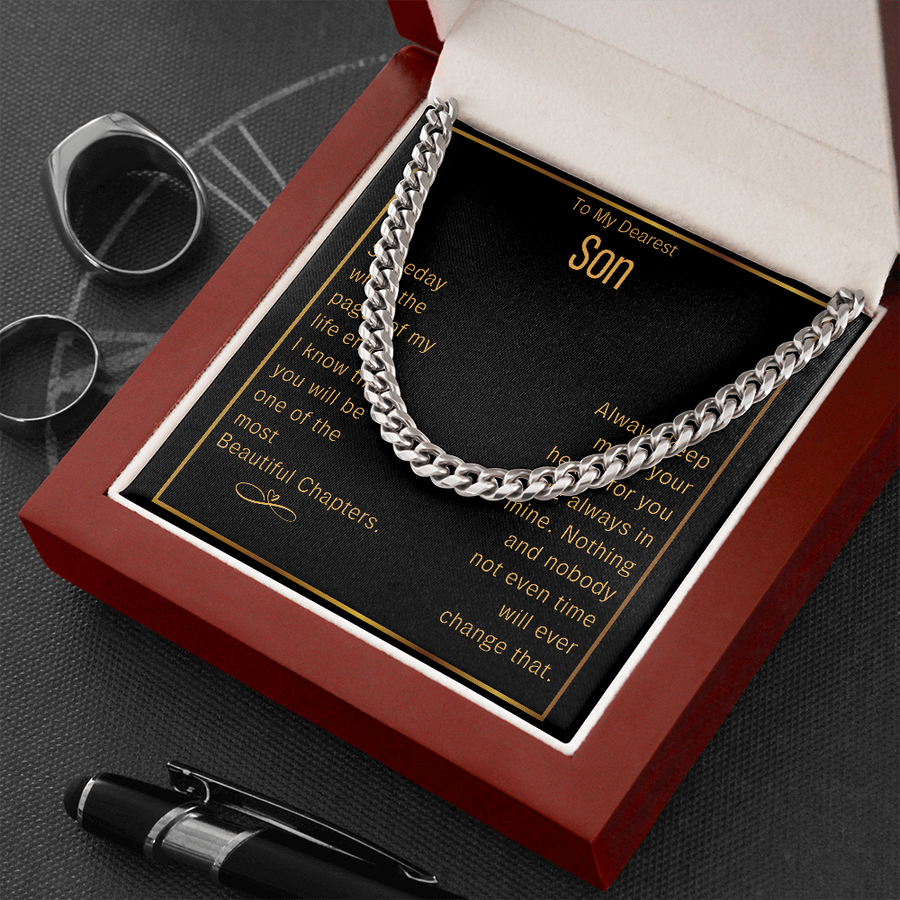 To My Son Gift From Mom | Christmas Gift For Son From Mom | Son Cuban Link Chain Necklace | Sentimental Meaningful Gifts For Son Christmas