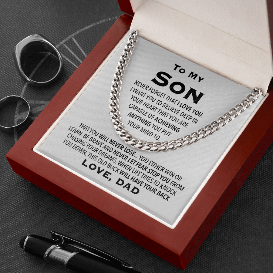 To My Son Gift From Dad, Cuban Link Chain Necklace For Son, Son Birthday, Christmas Gift For Son