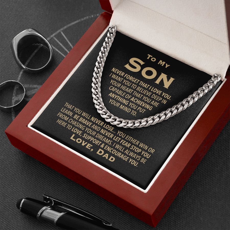 To My Son Necklace, Cuban Link Chain Necklace For Son, Gift For Son From Dad, Son Necklace