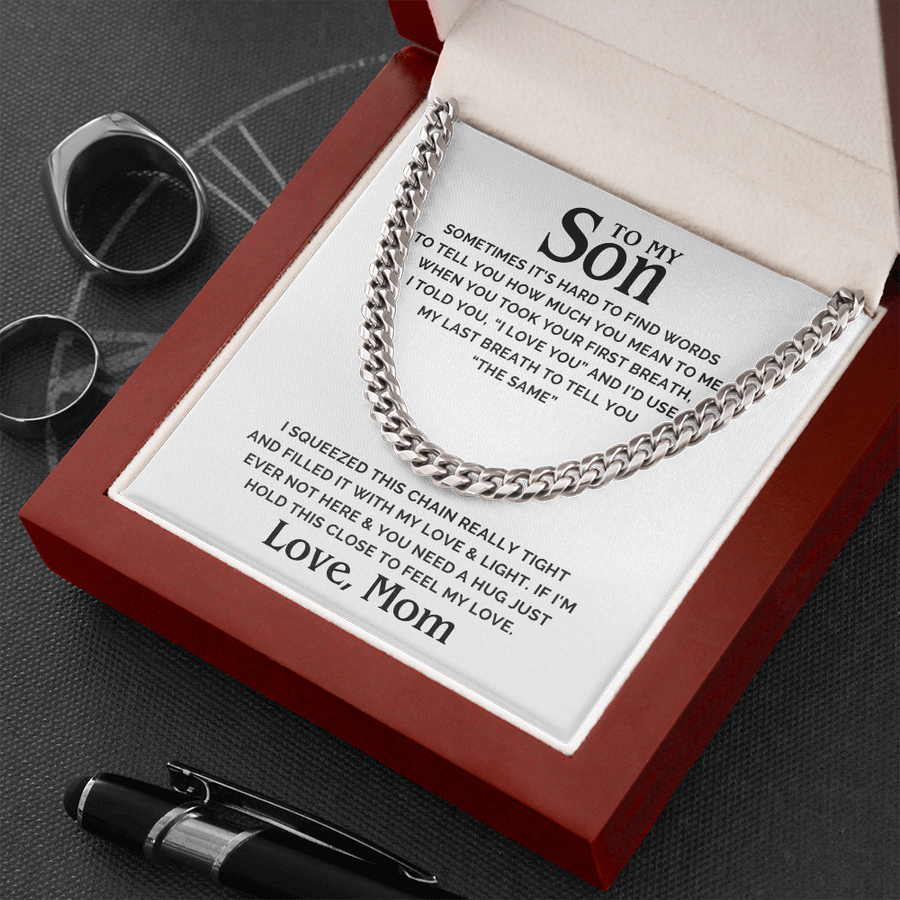 To My Son Necklace - Cuban Link Chain Necklace, Gift For Son From Mom, Son Birthday Gift, Christmas Gift For Son