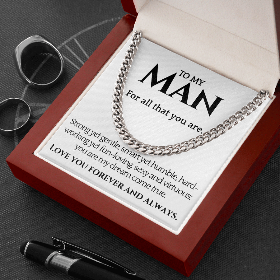 Cuban Chain Link Necklace Gift for Husband or Fiance Cuban Link Chain
