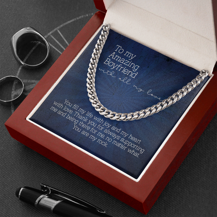 To My Amazing Boyfriend, Cuban Link Chain Necklace From Girlfriend, Gift for Him
