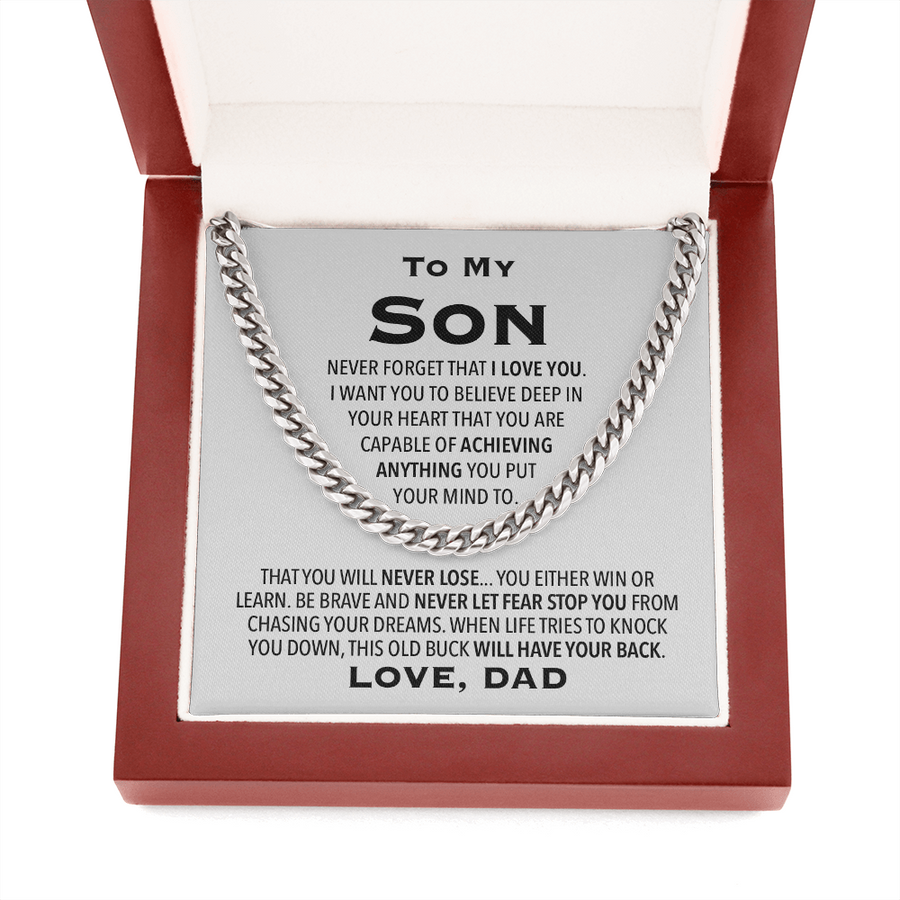 To My Son Gift From Dad, Cuban Link Chain Necklace For Son, Son Birthday, Christmas Gift For Son