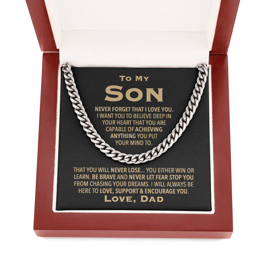 To My Son Necklace, Cuban Link Chain Necklace For Son, Gift For Son From Dad, Son Necklace