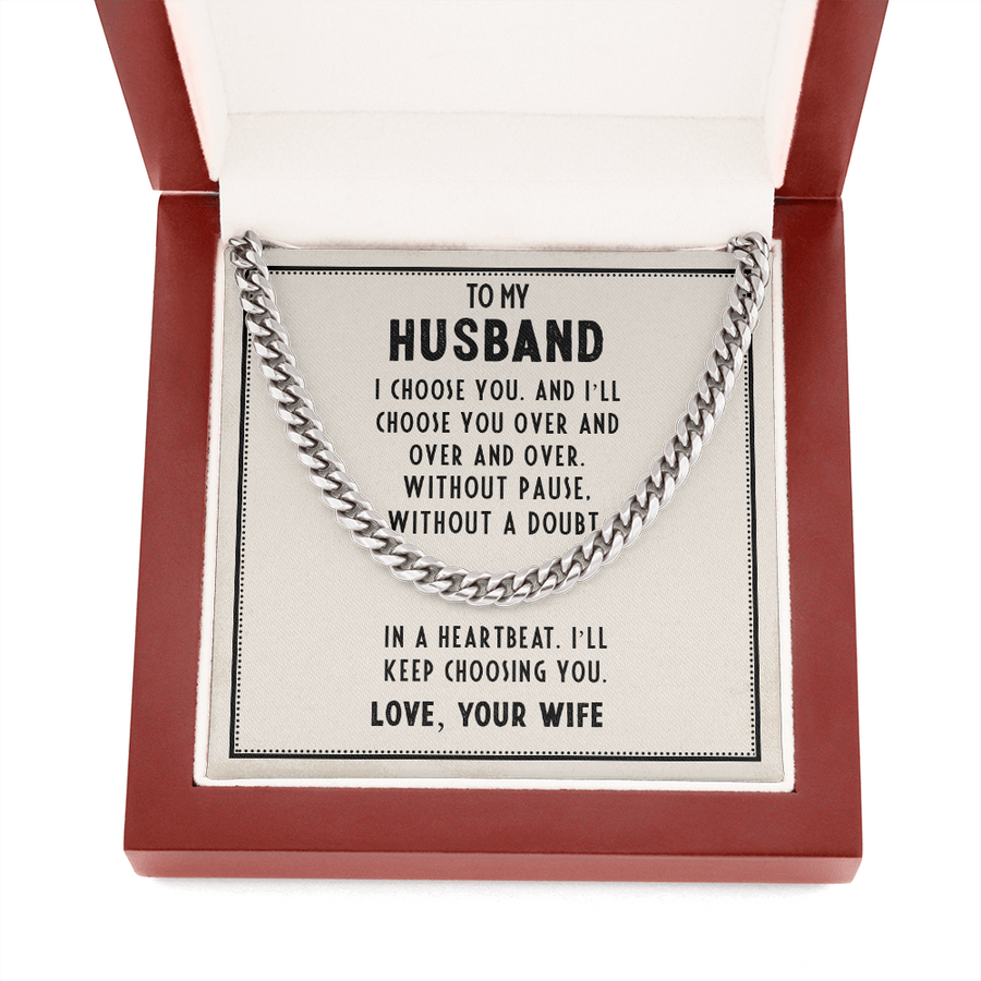 To My Husband Cuban Link Chain Necklace, The Perfect Gift For Your Man