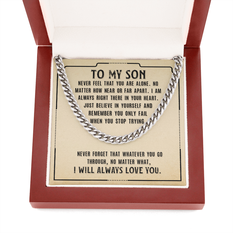 To My Son - Never Feel You Are Alone, Gift To Son From Mom, Dad, Son Birthday Gift Necklace