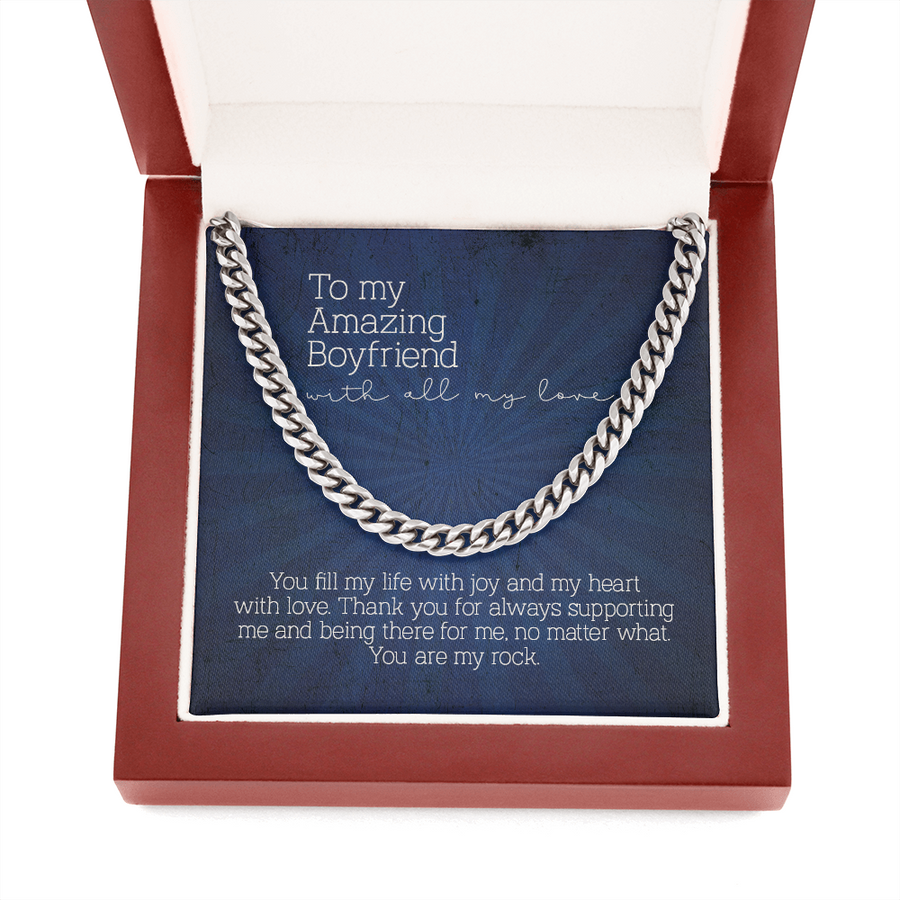 To My Amazing Boyfriend, Cuban Link Chain Necklace From Girlfriend, Gift for Him