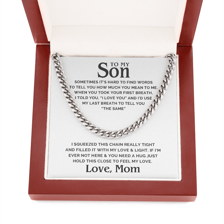 To My Son Necklace - Cuban Link Chain Necklace, Gift For Son From Mom, Son Birthday Gift, Christmas Gift For Son