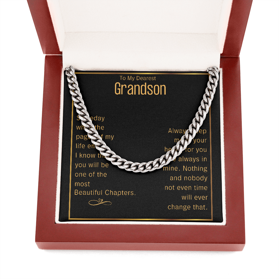 Grandson Cuban Chain Jewelry, Necklace For Grandson, Keepsake Gifts For Grandsons, Personalized Gifts For Grandson Christmas Gift
