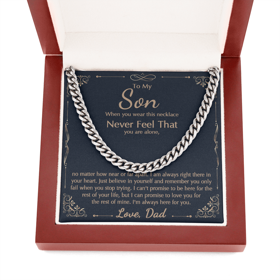 To My Son Necklace, Cuban Link Chain Necklace For Son From Dad, Christmas Gift, Son Birthday Gift