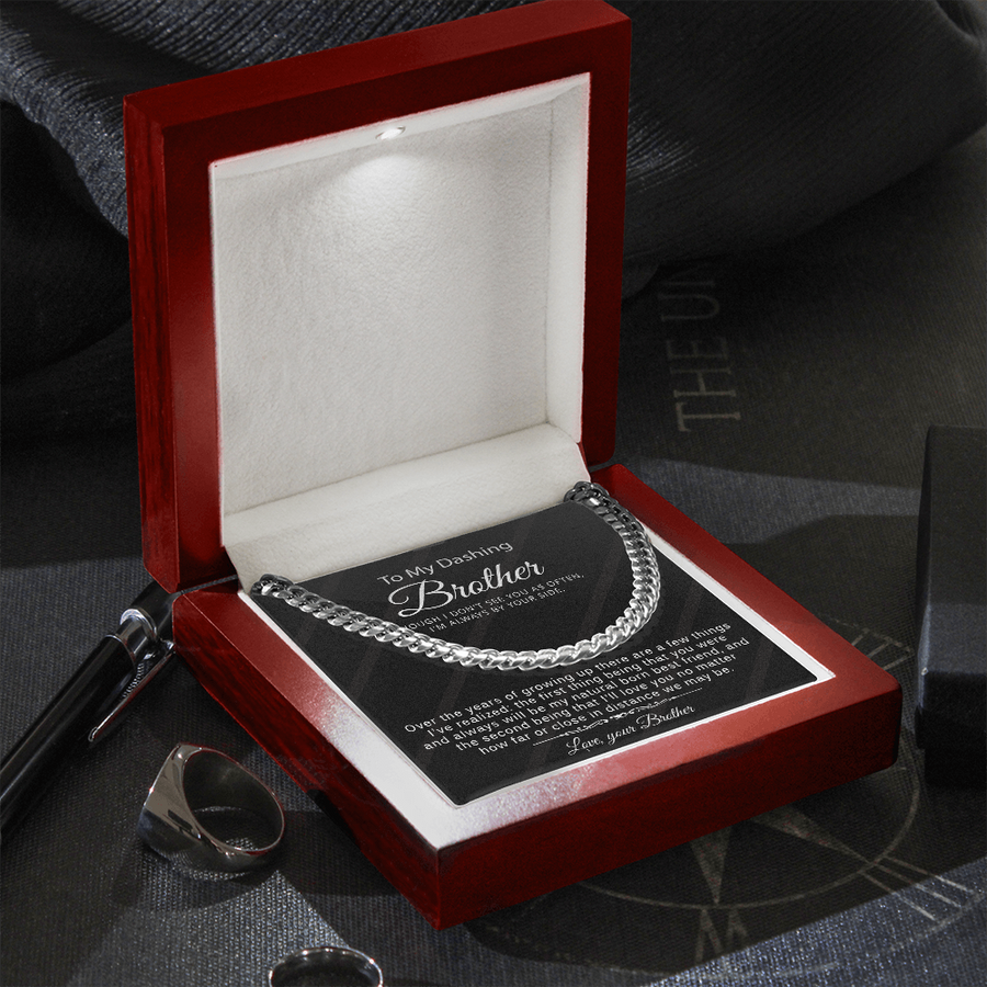 Special Gift for Brother from Brother - Cuban Link Chain Necklace with Message