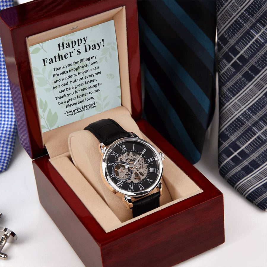 To Dad Funny Father's Day Gift From Daughter Engraved Jewelry For Him From Daughter Personalized Message Card Watch