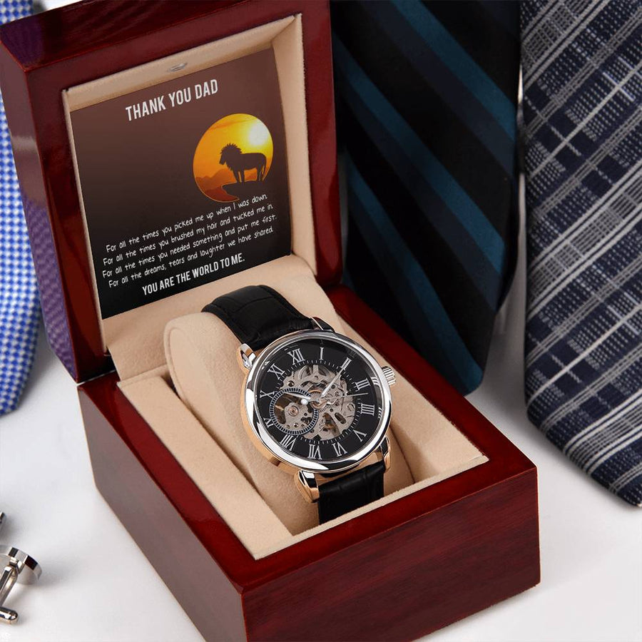 Wrist Watch For Dad Men's Openwork Watch Father's Day Gift From Daughter Gift From Son Dad Birthday Gift Watch With Message Card(1)