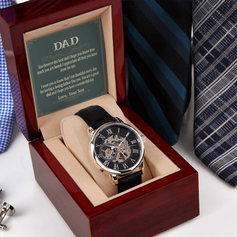To My Dad Gift Watch Openwork Watch For Dad Watch For Men Father's Day Gift Watch Dad Birthday Gift To Dad From Son