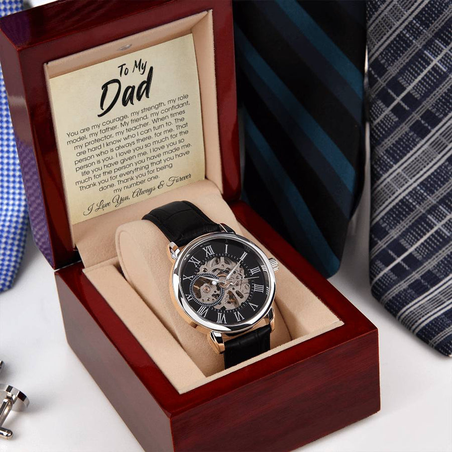 To My Dad Openwork Watch Gift For Dad From Son Daughter Father's Day Gift For Dad Thank You Dad Gift