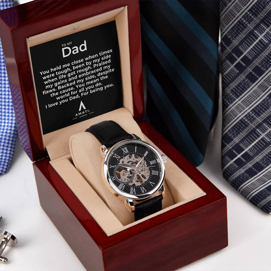 To My Dad - Backed My Side - Openwork Watches